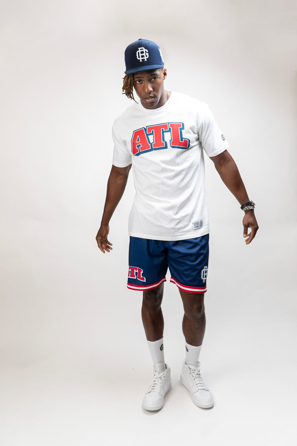 ATL Basketball Shorts - Navy / Red