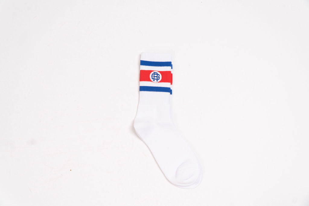 White, Red, Blue GR Logo Crew Socks